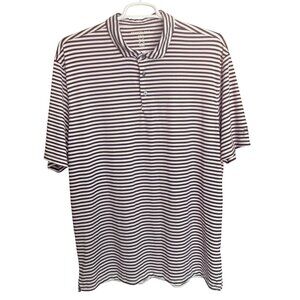 Kenneth Cole Golf Polo Shirt Mens XXL Navy/Red Striped Short Sleeve Polyester Sp